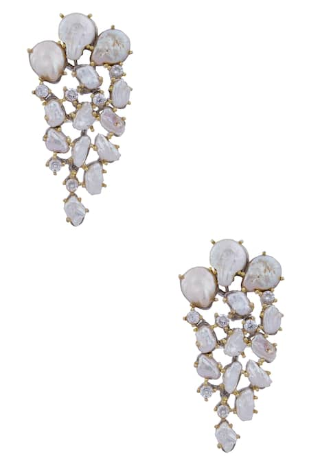 Rohita Gold Plated Crystal Baroque Statement Earrings