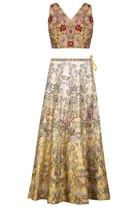 Shop Varun Bahl Yellow Raw Silk V Neck Embroidered Bridal Lehenga Set Online at Aza Fashions Shop_Varun Bahl_Yellow Raw Silk V Neck Embroidered Bridal Lehenga Set_Online_at_Aza_Fashions