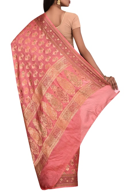 Samyukta Singhania Pink Pure Tussar Silk Saree 