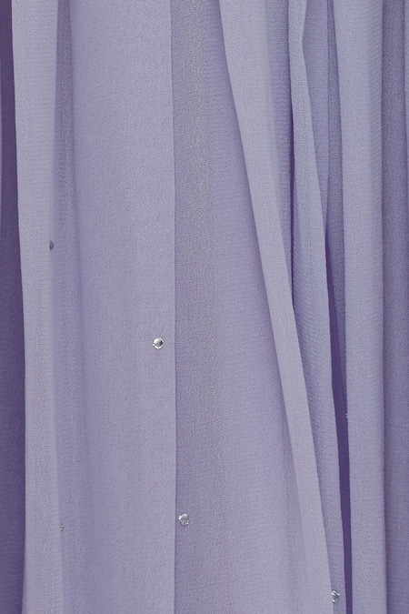 Pooja Peshoria Purple Net, Georgette, Shantoon Square Neck Embellished Lehenga Set at Aza Fashions Pooja Peshoria_Purple Net, Georgette, Shantoon Square Neck Embellished Lehenga Set _at_Aza_Fashions