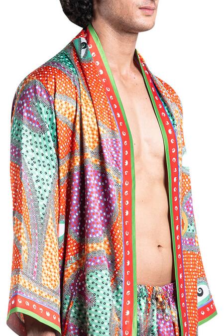Buy_Shivan & Narresh_Orange Printed Robe_Online_at_Aza_Fashions