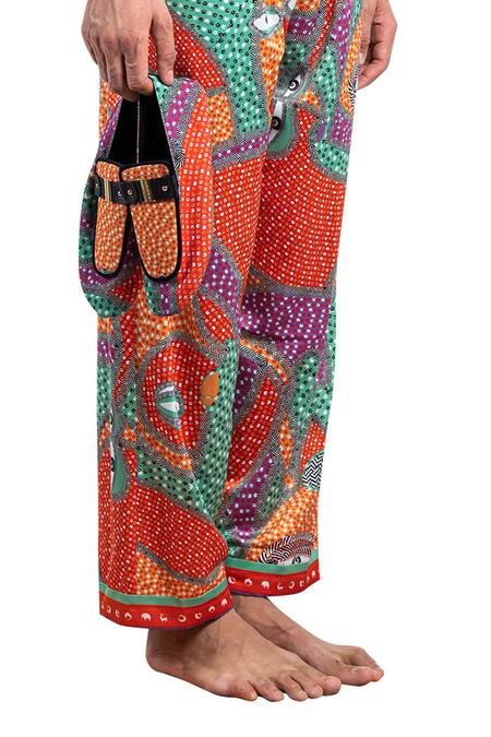 Buy_Shivan & Narresh_Orange Stone Satin Printed Pant Set_Online_at_Aza_Fashions