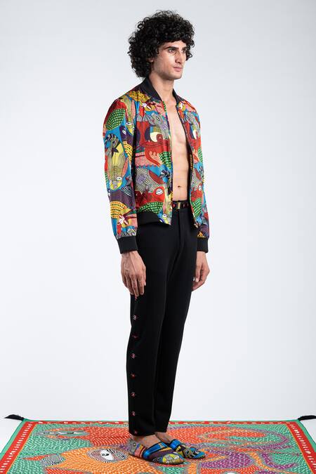 Shivan & Narresh_Multi Color Printed Bomber Jacket_Online_at_Aza_Fashions