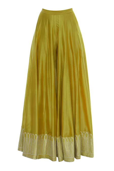 Shop_Neha Khullar_Yellow Chanderi Silk Round Neck Kurta Set _Online_at_Aza_Fashions