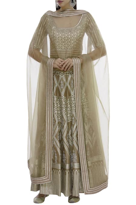 Neha Khullar Chanderi Embellished Anarkali with Dupatta 