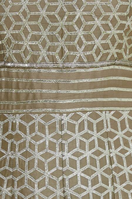 Neha Khullar_Beige Net, Silk, Brocade Embellished Anarkali With Dupatta _at_Aza_Fashions