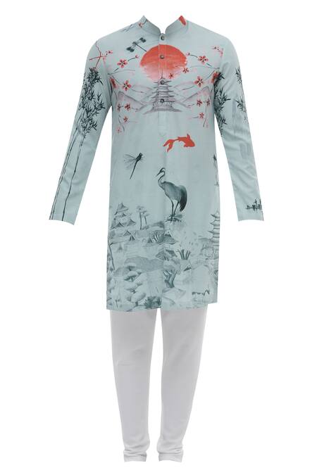 Buy Nautanky Blue Korean Polyester Printed Kurta Set Online at Aza Fashions Buy_Nautanky_Blue Korean Polyester Printed Kurta Set _Online_at_Aza_Fashions
