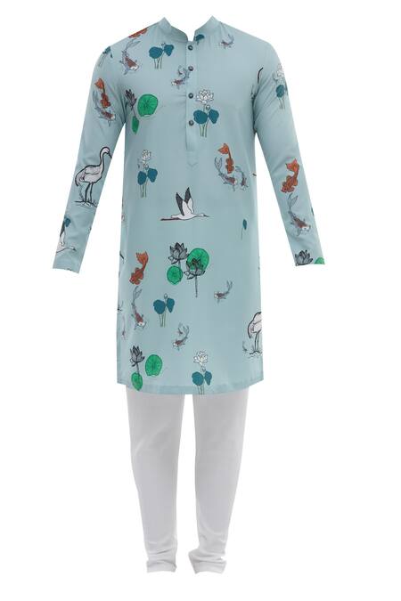 Buy Nautanky Blue Korean Polyester Printed Kurta Set Online at Aza Fashions Buy_Nautanky_Blue Korean Polyester Printed Kurta Set _Online_at_Aza_Fashions