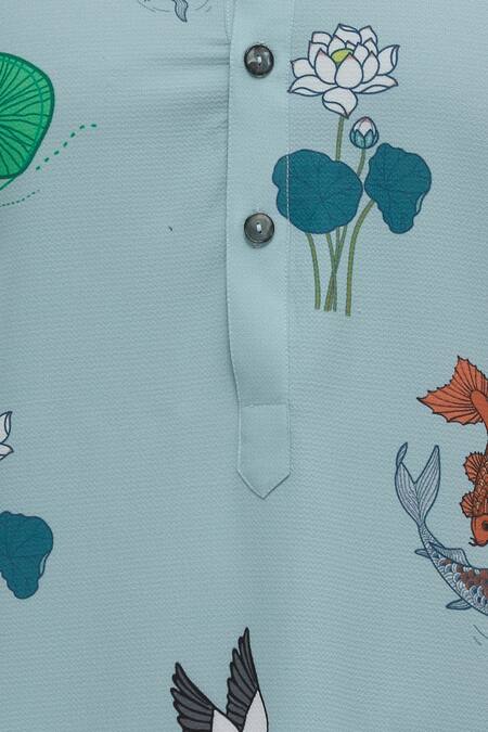 Nautanky Blue Korean Polyester Printed Kurta Set at Aza Fashions Nautanky_Blue Korean Polyester Printed Kurta Set _at_Aza_Fashions