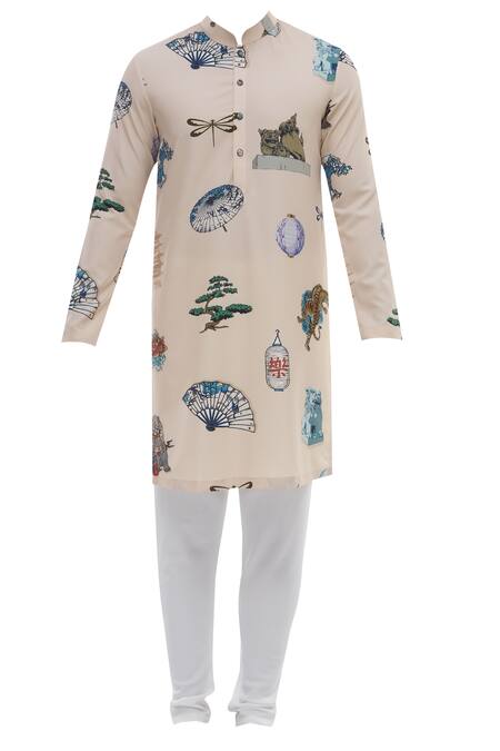 Buy Nautanky Pink Korean Polyester Printed Kurta Set Online at Aza Fashions Buy_Nautanky_Pink Korean Polyester Printed Kurta Set _Online_at_Aza_Fashions