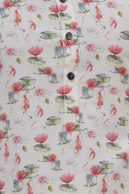 Nautanky_Multi Color Korean Polyester Printed Kurta Set _at_Aza_Fashions