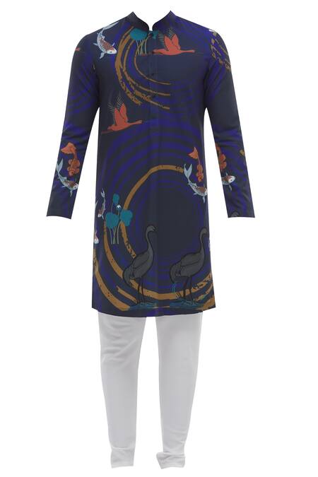 Buy Nautanky Blue Korean Polyester Printed Kurta Set Online at Aza Fashions Buy_Nautanky_Blue Korean Polyester Printed Kurta Set _Online_at_Aza_Fashions