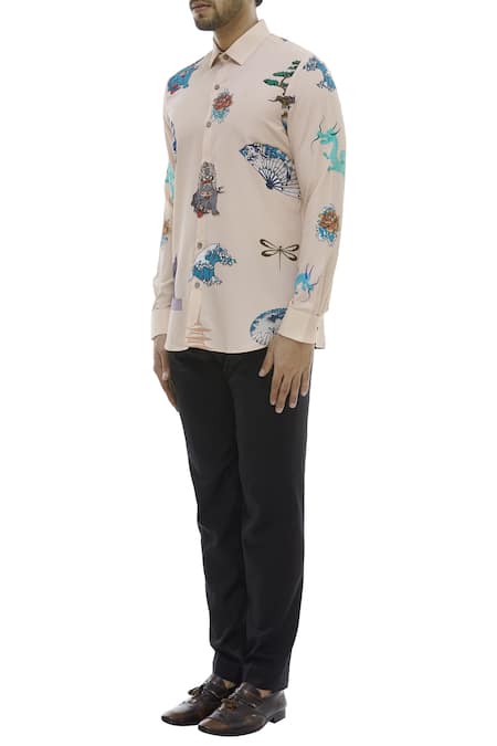 Buy_Nautanky_Pink Korean Polyester Printed Shirt _Online_at_Aza_Fashions