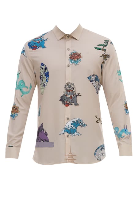 Shop_Nautanky_Pink Korean Polyester Printed Shirt _Online_at_Aza_Fashions