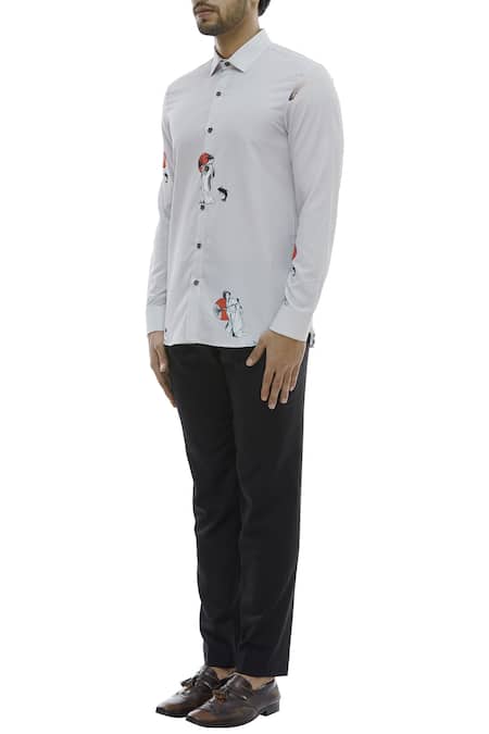 Buy Nautanky Grey Korean Polyester Printed Shirt Online at Aza Fashions Buy_Nautanky_Grey Korean Polyester Printed Shirt _Online_at_Aza_Fashions