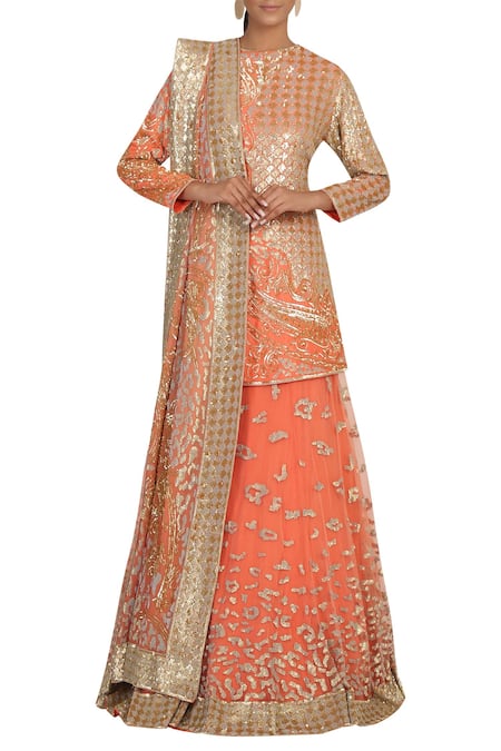 Rabani & Rakha Embellished Kurta Lehenga Set 