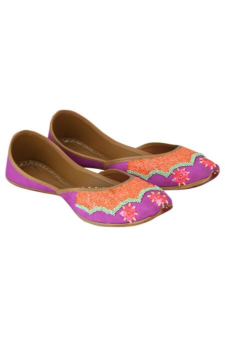 Shop_House Of Vian_Purple Embellished Juttis_at_Aza_Fashions