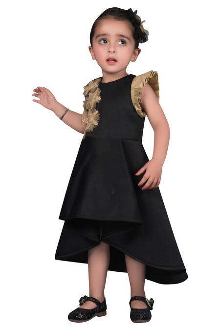 Miakki Black Neoprene, Crepe Applique Flared Dress Online at Aza Fashions Miakki_Black Neoprene, Crepe Applique Flared Dress _Online_at_Aza_Fashions