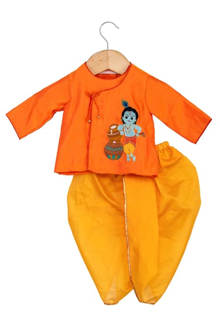 Minikin Yellow Chanderi, Cotton Embroidery Kurta Set