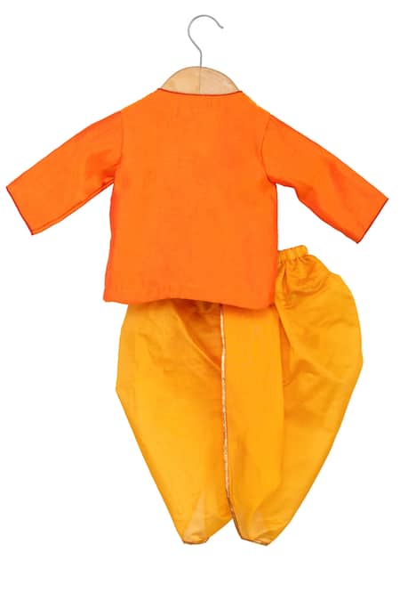 Shop Minikin Yellow Chanderi, Cotton Embroidery Kurta Set at Aza Fashions Shop_Minikin_Yellow Chanderi, Cotton Embroidery Kurta Set _at_Aza_Fashions