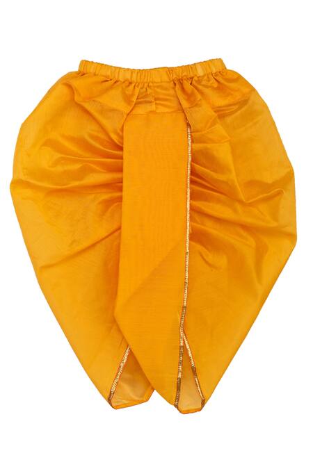 Minikin Yellow Chanderi, Cotton Embroidery Kurta Set Online at Aza Fashions Minikin_Yellow Chanderi, Cotton Embroidery Kurta Set _Online_at_Aza_Fashions