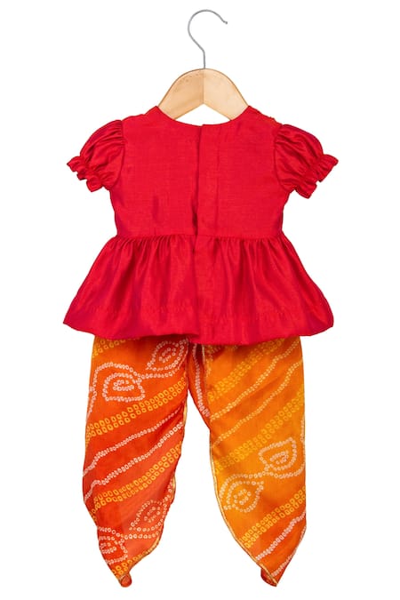 Shop Minikin Red Cotton, Silk Sequins Kurta Set at Aza Fashions Shop_Minikin_Red Cotton, Silk Sequins Kurta Set _at_Aza_Fashions