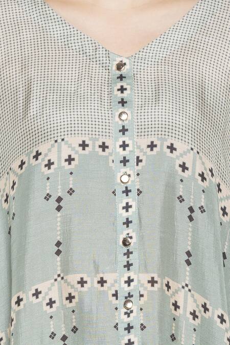 Shop_Soup By Sougat Paul_Beige Printed Kaftan Dress _Online_at_Aza_Fashions