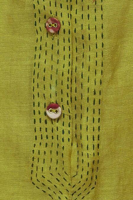 Neeta Bhargava Green Tissue, Cotton Silk Inner Round Neckline, Kurta Asymmetric Set at Aza Fashions Neeta Bhargava_Green Tissue, Cotton Silk Inner Round Neckline, Kurta Asymmetric Set _at_Aza_Fashions