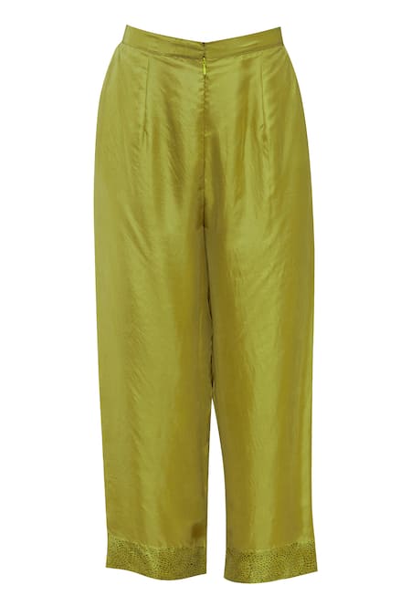 Shop Neeta Bhargava Green Cotton Silk Inner Round Neckline, Kurta Hand Painted Set Online at Aza Fashions Shop_Neeta Bhargava_Green Cotton Silk Inner Round Neckline, Kurta Hand Painted Set _Online_at_Aza_Fashions