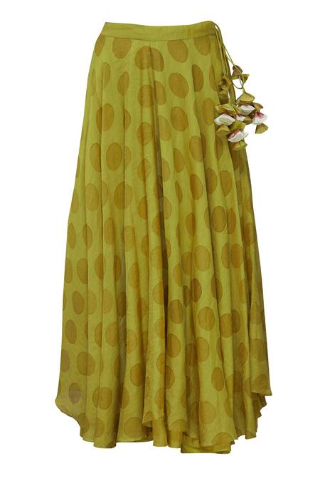 Shop Neeta Bhargava Green Tissue, Cotton Silk Crop Top Band Collarinner Round Printed Lehenga Set Online at Aza Fashions Shop_Neeta Bhargava_Green Tissue, Cotton Silk Crop Top Band Collarinner Round Printed Lehenga Set _Online_at_Aza_Fashions