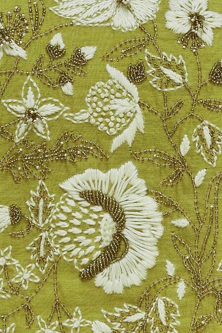 Neeta Bhargava Green Tissue, Cotton Silk Crop Top Band Collarinner Round Printed Lehenga Set at Aza Fashions Neeta Bhargava_Green Tissue, Cotton Silk Crop Top Band Collarinner Round Printed Lehenga Set _at_Aza_Fashions