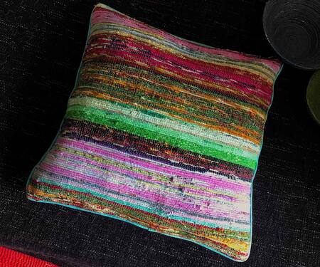 Karmadori_Multi Color Cotton Dhurrie Ekoniva Handwoven Cushion Cover Of 4_Online_at_Aza_Fashions