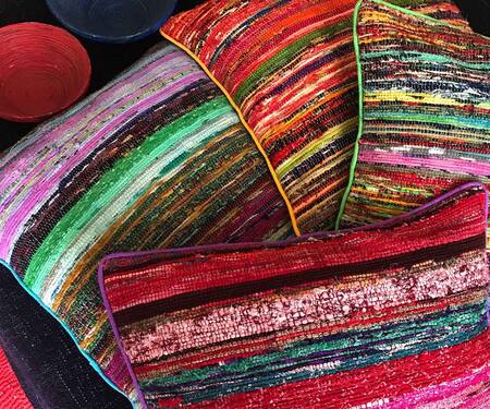 Buy_Karmadori_Multi Color Cotton Dhurrie Ekoniva Handwoven Cushion Cover Of 4_Online_at_Aza_Fashions