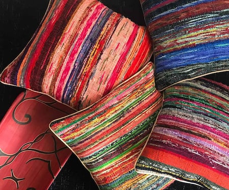 Karmadori_Multi Color Cotton Dhurrie Elloqua Handwoven Cushion Cover Of 4_Online_at_Aza_Fashions