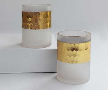 Buy_Karo_White Frost Glass Hammered Candle Holders Set Of 2_Online_at_Aza_Fashions