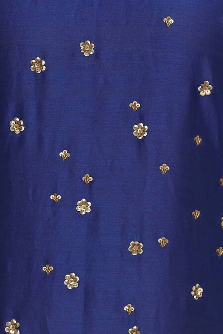 Sahil Kochhar Blue Chanderi Round Embellished Kurta at Aza Fashions Sahil Kochhar_Blue Chanderi Round Embellished Kurta _at_Aza_Fashions