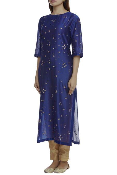 Buy Sahil Kochhar Blue Chanderi Round Embellished Kurta Online at Aza Fashions Buy_Sahil Kochhar_Blue Chanderi Round Embellished Kurta _Online_at_Aza_Fashions