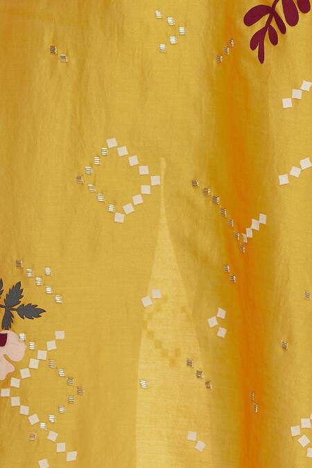 Sahil Kochhar_Yellow Chanderi Round Embroidered Kurta _at_Aza_Fashions