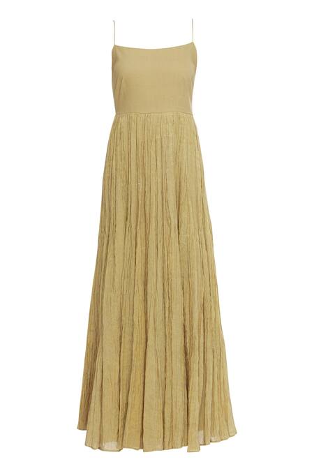 Shop Tisha Saksena Gold Chanderi Silk Outer Kurta Roundinner Kurta Square Layered Set Online at Aza Fashions Shop_Tisha Saksena_Gold Chanderi Silk Outer Kurta Roundinner Kurta Square Layered Set_Online_at_Aza_Fashions