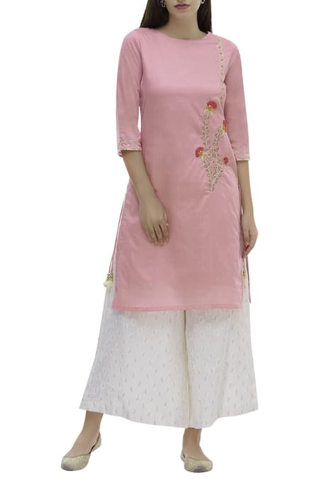 Samyukta Singhania Pink Kurta With Banarasi Palazzo