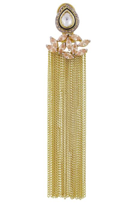 Nepra By Neha Goel_Gold Plated Kundan Tassel Earrings_Online_at_Aza_Fashions
