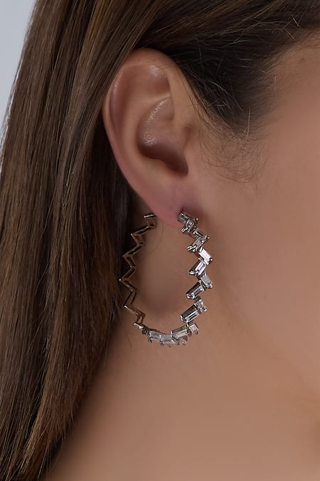 Shop_Nepra By Neha Goel_Gold Plated Kundan Hoops_at_Aza_Fashions