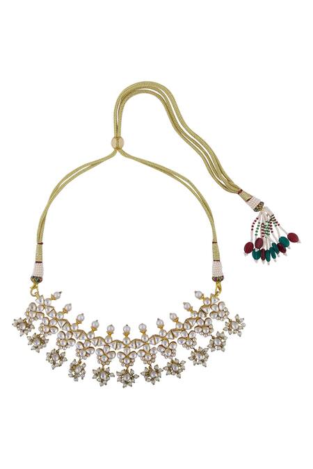 Nepra By Neha Goel Gold Plated Bead Stone Choker Set Online at Aza Fashions Nepra By Neha Goel_Gold Plated Bead Stone Choker Set_Online_at_Aza_Fashions