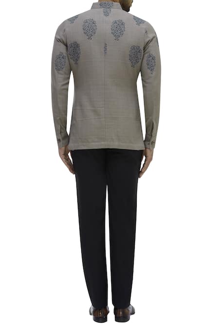 Gaurav Katta Handblock Print Bandhgala 