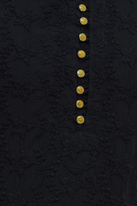 Gaurav Katta_Black Cotton Chikankari Embroidered Kurta _at_Aza_Fashions