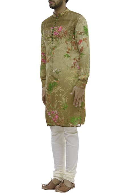 Buy Gaurav Katta Beige Silk Printed Kurta Online at Aza Fashions Buy_Gaurav Katta_Beige Silk Printed Kurta _Online_at_Aza_Fashions