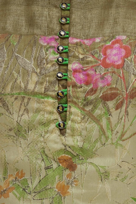 Gaurav Katta Beige Silk Printed Kurta at Aza Fashions Gaurav Katta_Beige Silk Printed Kurta _at_Aza_Fashions