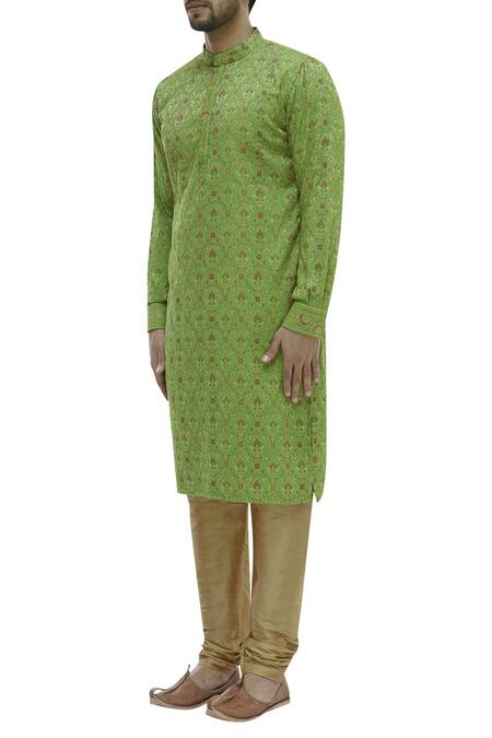 Buy Gaurav Katta Green Moonga Silk Woven Kurta Online at Aza Fashions Buy_Gaurav Katta_Green Moonga Silk Woven Kurta _Online_at_Aza_Fashions
