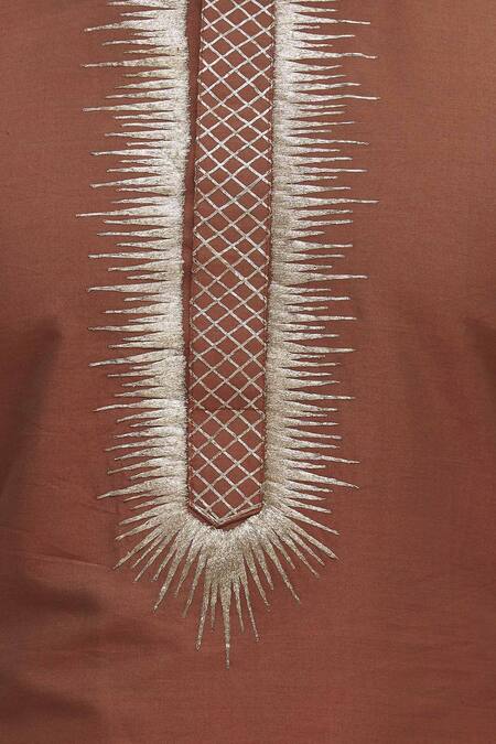 Gaurav Katta Red Cotton Silk Embroidered Kurta at Aza Fashions Gaurav Katta_Red Cotton Silk Embroidered Kurta _at_Aza_Fashions