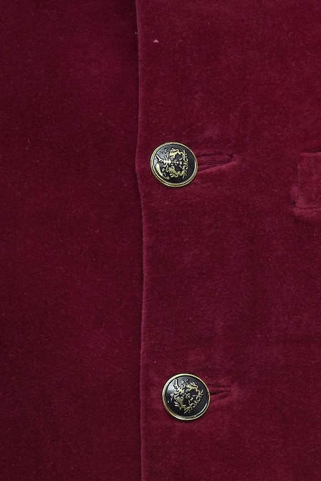 Gaurav Katta_Red Cotton Velvet Sherwani _at_Aza_Fashions